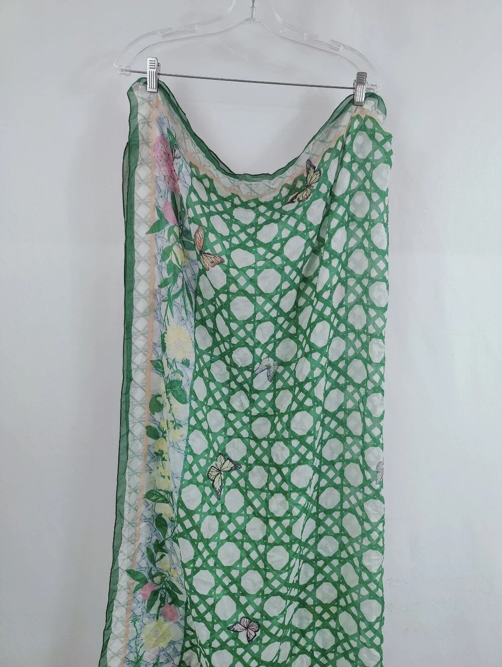NWT Ann Taylor Trellis Rattan Butterfly Floral Print Oversized Wrap Scarf, OS